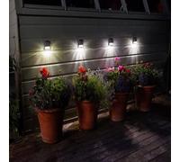4pc White LED Solar Garden Lights - Waterproof Solar Bright Lamps Marco Paul Black One Size