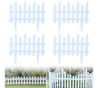 4pc White Picket Fence Panels,Decorative Plastic Garden Edging Flower Border Pathway Stake Fencing Panels Edging for Garden Outdoor Small Fencing for Garden Borders (B)