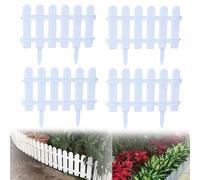 4pc White Picket Fence Panels,Decorative Plastic Garden Edging Flower Border Pathway Stake Fencing Panels Edging for Garden Outdoor Small Fencing for Garden Borders (A)