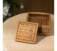 4Pc Wooden Christmas Coaster Set - Carols