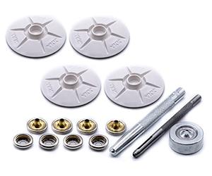 4pc YKK 40mm White Domed Snad Fastener self Adhesive Caravan Wheel Arch kit Cover snap Poppers Tool Awning