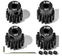 4Pcs 0.6M Hardened Steel Pinion Gears 3.175mm 14T 15T 16T 17T for 1/10 RC