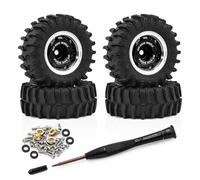 4PCS 0.7'' Aluminum Alloy Wheel Rim Crawler Tires 36x14mm Hex Hub 5mm RC Replacement Parts for AXIAL 1/30 SCX30 Ford Bronco Wrangler K10 RC Car (Black)