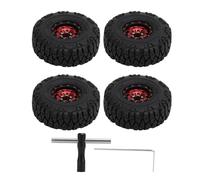 4pcs 1.0in Small RC Wheels Tires Aluminium Alloy Compatible RC Climbing Car Wheels Tire for 1/18 1/24 for SCX24 (Rojo)