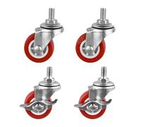 4Pcs 1"/1.25"/1.5"/2" Universal Swivel Caster Wheels Threaded Stem for Home and Office(2 brake-2 no brake,1.5 inch)