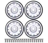 4Pcs 1/10 RC Beadlock Wheel Hubs, 12 Holes Metal Wheel Hub Replacement for AXIAL HSP, High Strength Zinc Alloy RC Accessory with Screws, Durable Upgrade for RC Cars Like Redcat Tra (Silver)