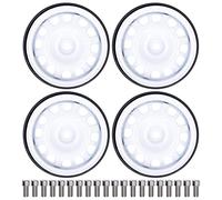 4Pcs 1/10 RC Beadlock Wheel Hubs, 12 Holes Metal Wheel Hub Replacement for AXIAL HSP, High Strength Zinc Alloy RC Accessory with Screws, Durable Upgrade for RC Cars Like Redcat Tra (White)