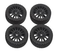 4Pcs 1/10 RC Car Tire with Plastic Rim and Rubber Tyre, Replacement Wheels for TAMIYA TT01 TT02 XV01, Durable Off - Road RC Car Wheels with High Shock Absorption (Black)