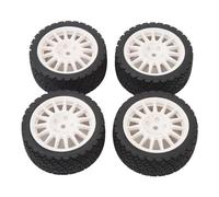 4Pcs 1/10 RC Car Tire with Plastic Rim and Rubber Tyre, Replacement Wheels for TAMIYA TT01 TT02 XV01, Durable Off - Road RC Car Wheels with High Shock Absorption (White)