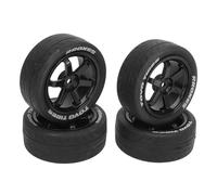 4Pcs 1/10 RC Tires Plastic Rubber Wheels, Replacement for TAMIYA TT01 TT02 XV01 XV02, Smoothly Surface Strong Cushioning RC Drift Tires, High Simulation Durable RC Parts for HSP 94 (Black)