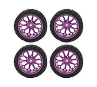 4Pcs 1/10 Scale RC Wheels and Tires Aluminium Alloy Wheel Rim Rubber Tires Skin for 1/10 Remote Control Car (Purple)