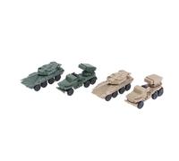 4Pcs 1/144 Scale Military Model Set, Soviet BM21 Hail Rocket Launcher & Italy Centaur B1 Tank, 4D Steel Ball Powered Sliding Collectible Models