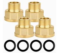 4Pcs 1/2" Female to 3/8" Male BSP Thread Brass Hex Bushing Reducing Connector,1/2” to 3/8”External Thread/Female Extension for Water, Gas, Pipe Connecting Conversion with Sealing Rings