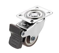4PCS 1-2inch Furniture Caster Soft Rubber Universal Wheel Swivel Caster Roller Wheel For Platform Trolley Household Accessory(With brake A,1.0 Inch)