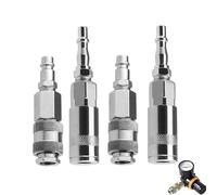 4PCS 1/4" BSP British Style Air Line Connectors, Female & Male Air Hose Adapters, Quick Release Air Fittings, Air Compressor Fittings for Air Tools