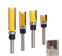 4PCS 1/4 Inch Shank Flush Trim Pattern Bit Set, Straight Flush Trim Tools with Bearing Template Router Cutter, Professional Wood Top Woodworking Milling Tools for Wood Finishing, Milling and Trimming