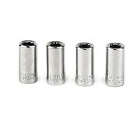 4PCS 1/4 Inch Square Drive to 1/4 Inch Hex Socket Adapter Set, Chrome Vanadium Steel Screwdriver Bit Converter for Hand Tools, Poli