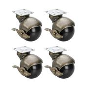 4pcs 1.5/2 Inches Ball Caster Wheels Brake Bronze Rubber Swivel Casters For Office Chair Sofa For Office Chairs, Gaming Chair