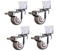 4pcs 1.5" Furniture Caster L Wheels Soft Swivel Caster Silver Roller Wheel for Bed Household Accessory