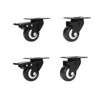4PCS 1.5 Inch Black Swivel Flat Casters Sofa Bed Trolley Wheels Load-Bearing 50kg Furniture PU Castors