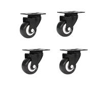 4PCS 1.5 Inch Black Swivel Flat Casters Sofa Bed Trolley Wheels Load-Bearing 50kg Furniture PU Castors(Black)