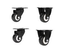 4PCS 1.5 Inch Black Swivel Flat Casters Sofa Bed Trolley Wheels Load-Bearing 50kg Furniture PU Castors
