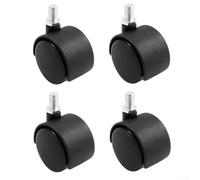 4pcs 1.5 Inch Swivel Caster Wheels Black Nylon with M8 Threaded Stem 15kg Load Capacity Smooth Quiet Rolling for Furniture Table Drawer Cabinet Shelf Rack(1.5 Inch)