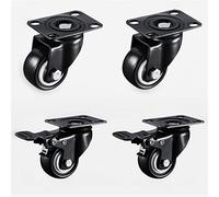 4Pcs 1.5 Inches 41mm Heavy Duty 180kg Black Swivel Castor Wheels Trolley Furniture Caster Rubber(1.5 inch A and C)