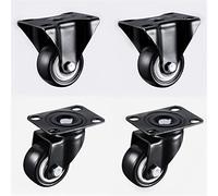4Pcs 1.5 Inches 41mm Heavy Duty 180kg Black Swivel Castor Wheels Trolley Furniture Caster Rubber(1.5 inch B and A)