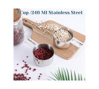 4Pcs 1 Cup 304 Stainless Steel Measuring Cup,8oz Measuring Cups with Handle Measurings Spoons Heavy Duty Kitchen Cooking