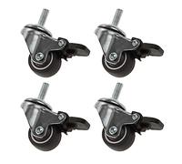 4Pcs 1 Inch Furniture Casters Wheels Small Shopping Trolley Swivel Caster Wheels Mute Crib Caster with Brake(B)