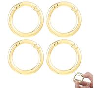 4pcs 1 Inch Spring O Rings,Round Snap Clip Key Rings,Durable Zinc Alloy Metal O Ring Buckle Clamp Clasp for Bag Purse Handbag Strap Craft Jewelry Making(Gold)