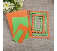 4Pcs 10.5x13.6cm Nested Stitched Scallop Rectangle Frame Metal Cutting Dies Card Making Scrapbooking Embossing Craft,Cutting Dies Stencils
