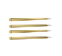 4Pcs 10 Inch, Flameless Taper Candles Long LED 4 Pcs Smoke Safe Environmentally Candle Lights Light Battery Powered Electric Warm for Christmas Holiday Wedding Birthday Gold