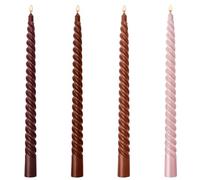 4PCS 10-Inch Long Taper Candles in Coffee Color Series -Unscented Dripless and Smokeless, Spiral Twisted Cone Candles Non-Drip 7 Hour Burn Time, for Halloween Christmas Birthday Party Home Decor