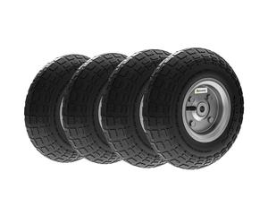 4pcs 10 Inch Pneumatic Wheels for Garden Cart Trolley Heavy Duty Black