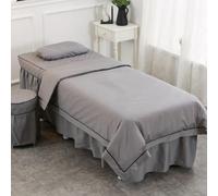 4Pcs 100% Cotton Massage Table Bed Skirt Spa Table Bed Cover with Hole