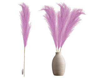 4Pcs - 100cm Prelit Pink Pampas Grass Stem, Warm White LEDs Battery-Operated Christmas Artificial Flowers for Boho Wedding Bedroom Living Room Decorations