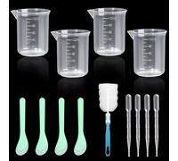 4PCS 100ml Plastic Measuring Cups: Transparent Small Measuring Jug, Paint Epoxy Resin Mixing Cups, Heat Resistant Graduated Beaker Small Plastic Jug, Liquid Measure Tool for Lab Kitchen Garden Garage