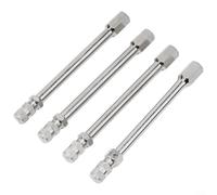 4pcs 100mm Inflation Valve Stem Metal Extensions Extenders for Car Truck Auto Silver Tire Wheel Tyre Tone