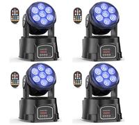 4PCS 105W Moving Head Wash 7X15 LED Stage Disco Light, RGBW LED DJ Light with Auto/Remote/DMX512 Control Modes for DJ Disco Bar Party Ballroom Halloween Christmas