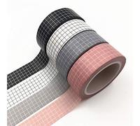 4pcs 10m Black and White Grid Washi Tape Japanese Paper Planner Masking Tape Adhesive Tapes Stickers Decorative Stationery Tapes