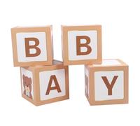 4pcs 11.81in Bear Themed Balloon Boxes, Teddy Bear Letter Party Decorations with B A B Y Letters, Gender Reveal Birthday Centerpiece Decor for Baby Shower Party Supplies