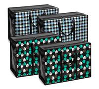 4Pcs 110L Jumbo Storage Bags | Heavy Duty Moving Bags with Study Zips and Eyelet Handles | Waterproof Underbed Storage Bag for Clothes Duvet Bedding and Laundry Bags with Zips