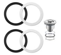 4Pcs 110mm O-Ring Seal Washers 2 Set Replacement Kit with 2 Black Rubber & 2 White Sponge Washer Universal Leak-Proof Seals for DIY Tap Kitchen Bathroom Valve Sink Drains Easy to Install
