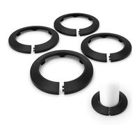 4pcs 110mm Pipe Cover Decoration, Click in PP Pipe Collar for Water Pipe, Drain Line, Toilet Waste Pipe, Wall Pipe Entry Trim, Bathroom Plumbing Cover, Black Radiator Pipe Covers