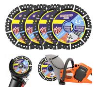 4Pcs 115mm 4.5 Inch Diamond Cutting Disc, 1.2mm Ultra Thin Brazed Saw Blade, Multipurpose Angle Grinder Blade for Tile, Concrete, Granite, Marble, Metal & PVC Pipe, Anti-Chipping with Cooling Holes