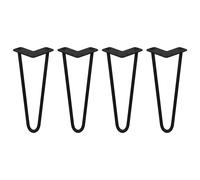 4PCS 12 Heavy-Duty Hairpin Legs / Table Desk Furniture Set 2 Prong 12mm Black