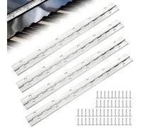 4PCS 12 Inch Piano Hinges Heavy Duty, 300mm Long Continuous Hinges with 50 Screws, Stainless Steel Polished Metal Hinge for Pianos Wood Cabinet Door Large Window Boats Toolbox