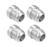 4PCS 12AN Male Weld-On Bung Hose Adapter Aluminum Silver | 33 x 30mm Size, 15mm Inner Diameter, Straight Design for Custom Fuel, Oil, Water and Air Line Connections